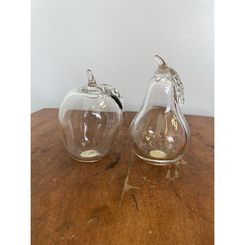 Vintage Princess House Handblown Crystal Apple and Pear Retired